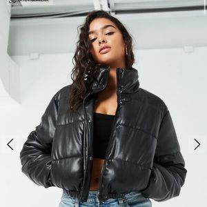NWT Faux leather puffer
